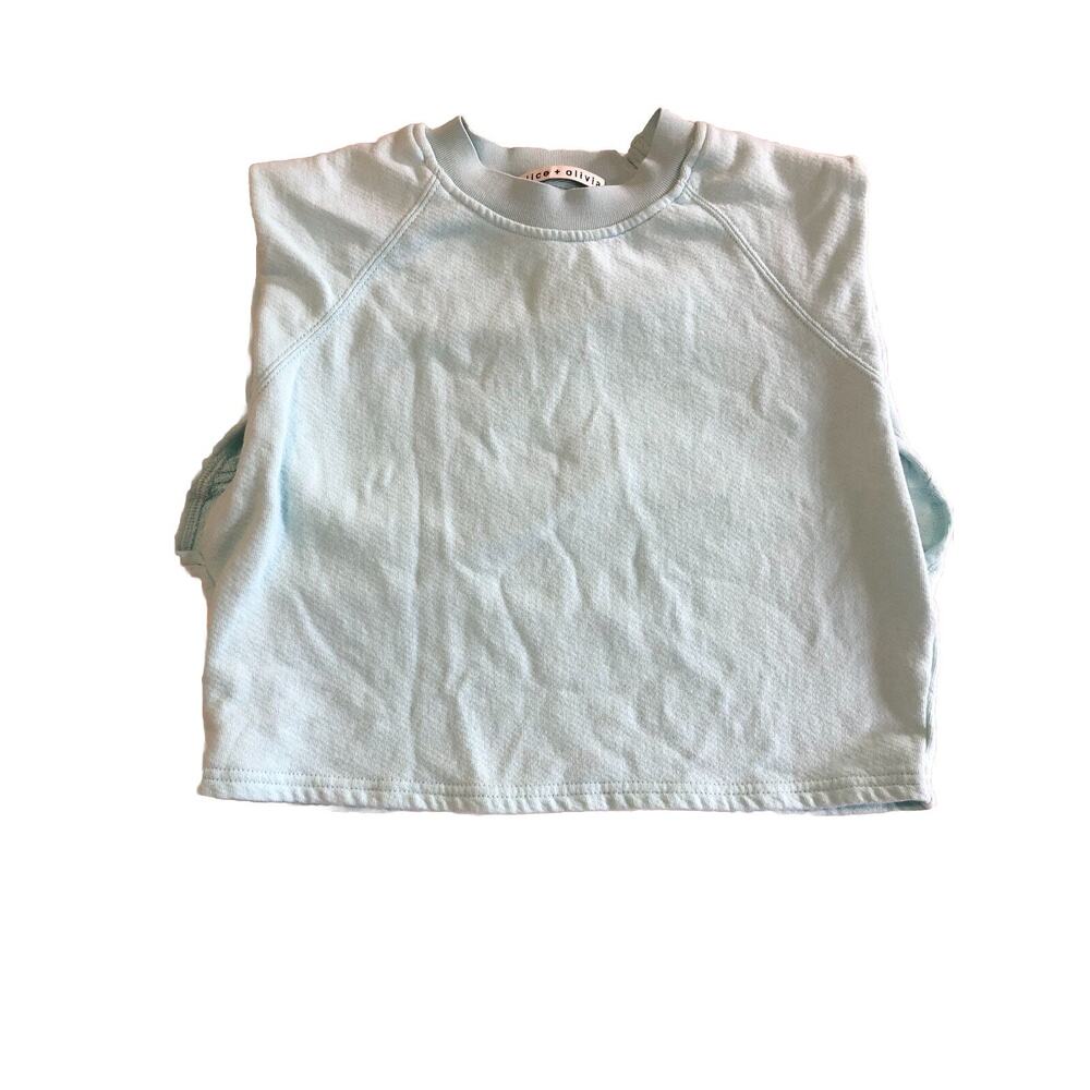 Alice + Olivia Powder Blue Braxton Shirt Cropped Sleeveless Athletic Sz Small